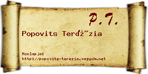 Popovits Terézia névjegykártya
